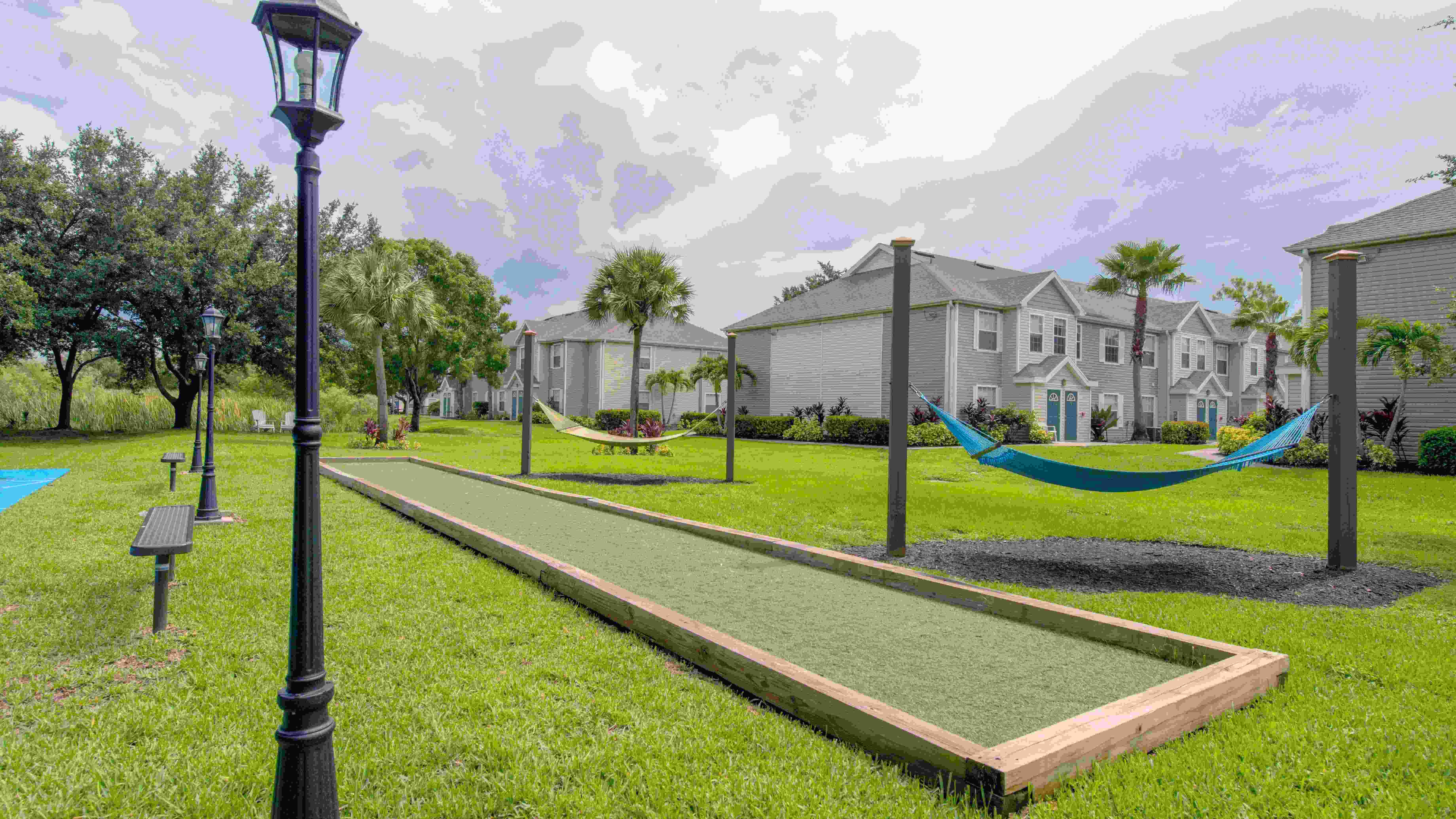 Explore outdoor leisure activities day or night, from picnic areas to lawn games.