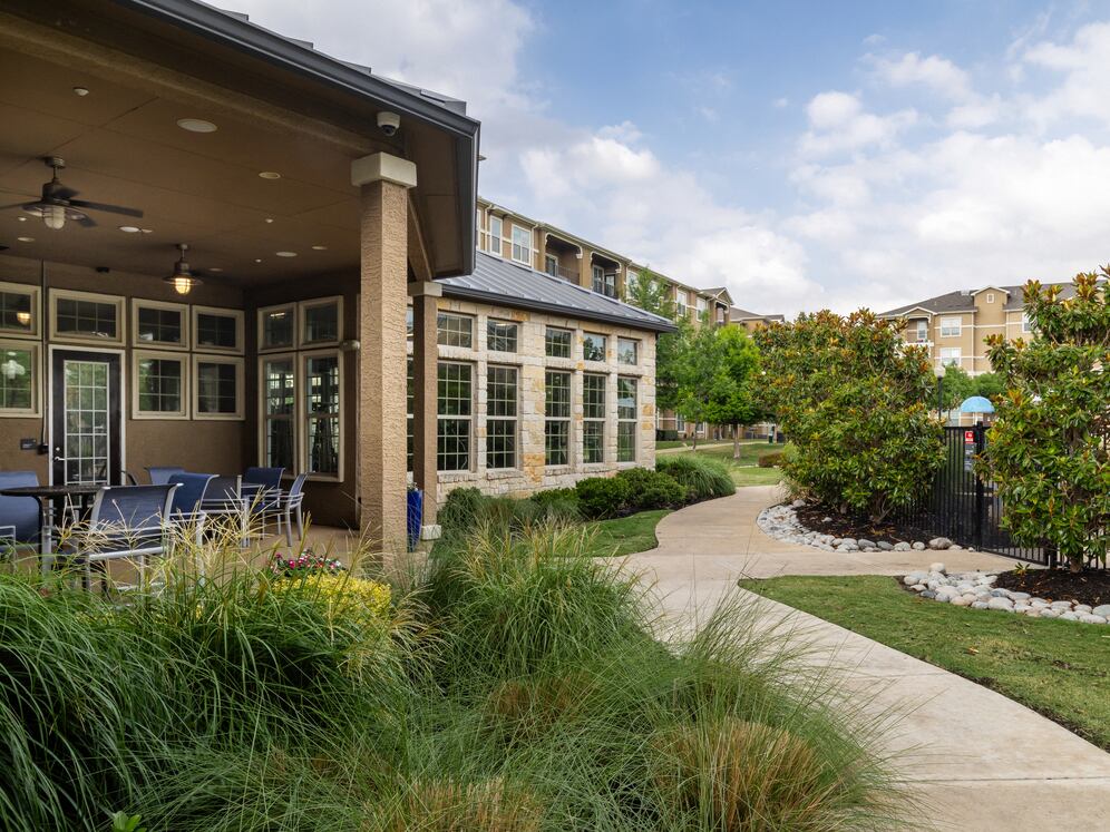 Courtyard with outdoor lounge and pool