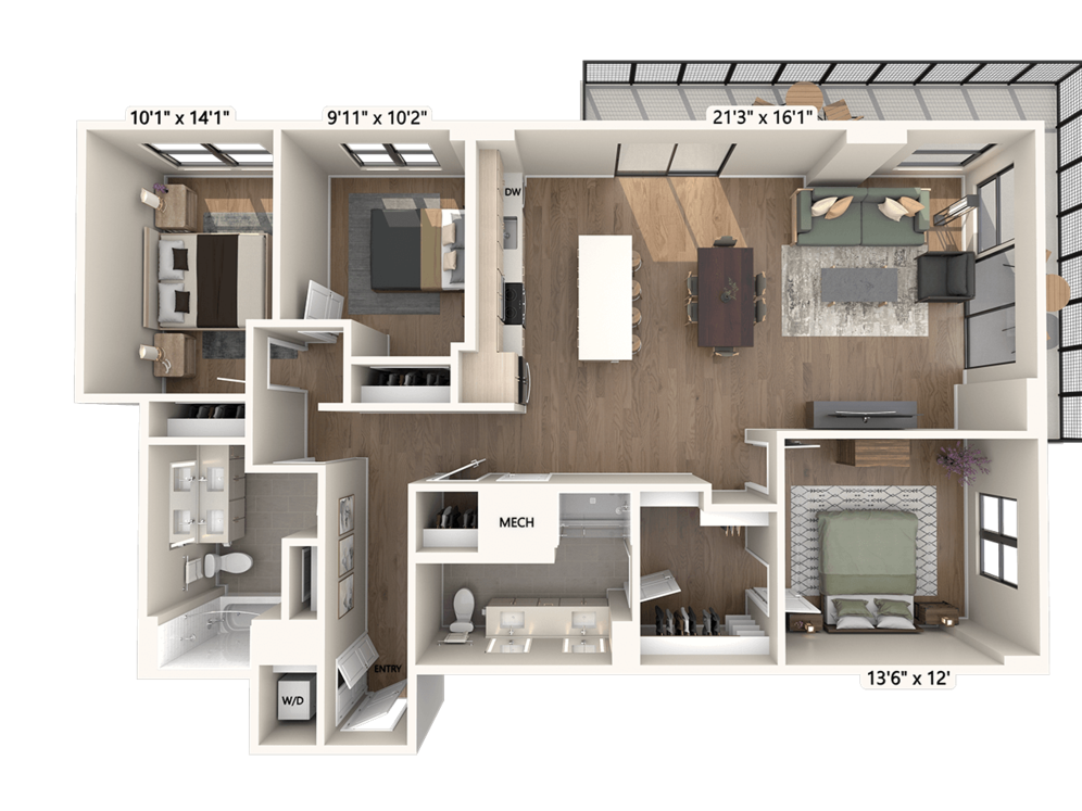 Upgrade Collection I | Three-Bedroom, Two-Bath (1,534 sq ft) C1A