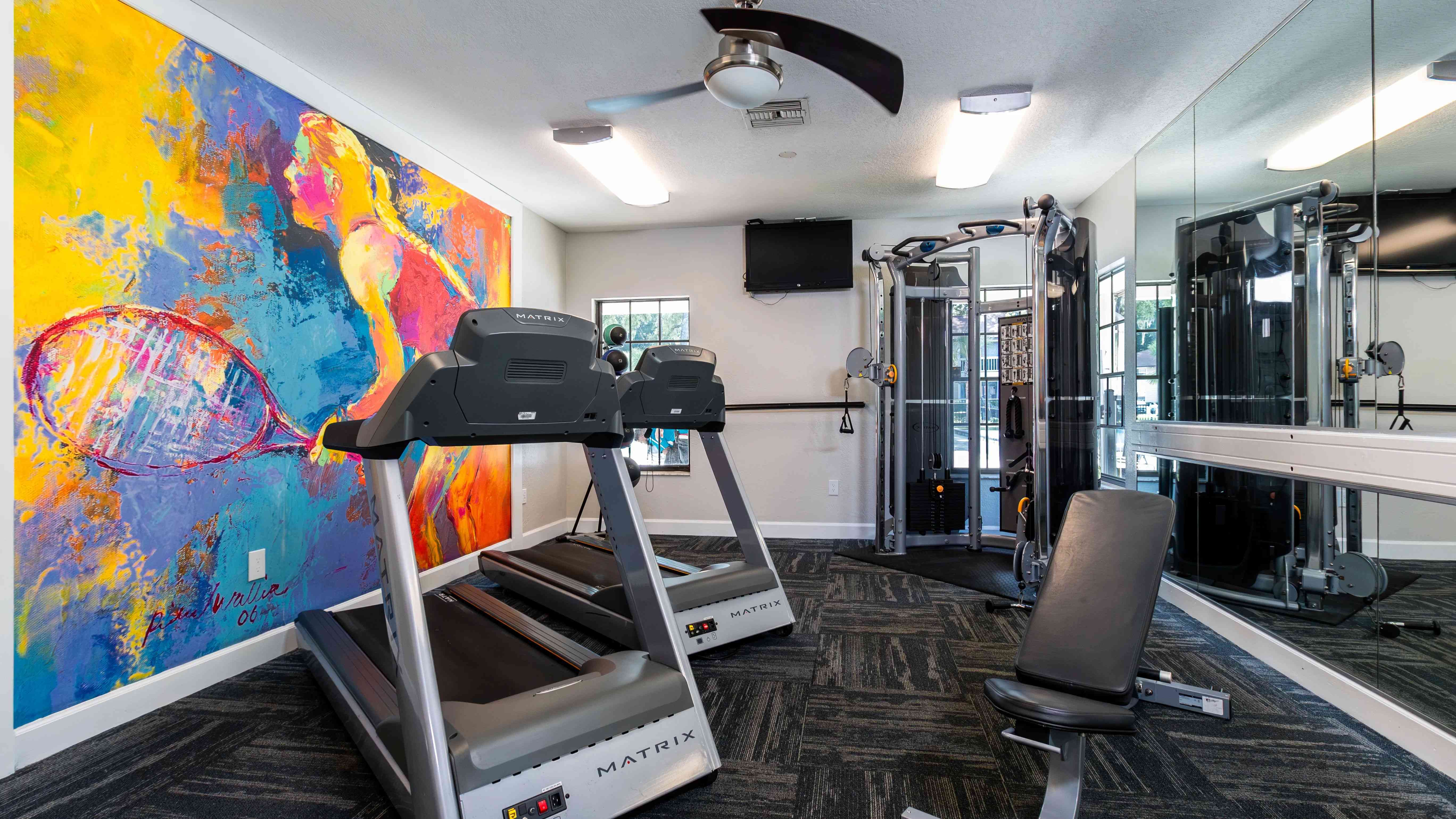 Our brightly lit, fully equipped fitness center inspires you to embark on your fitness journey.