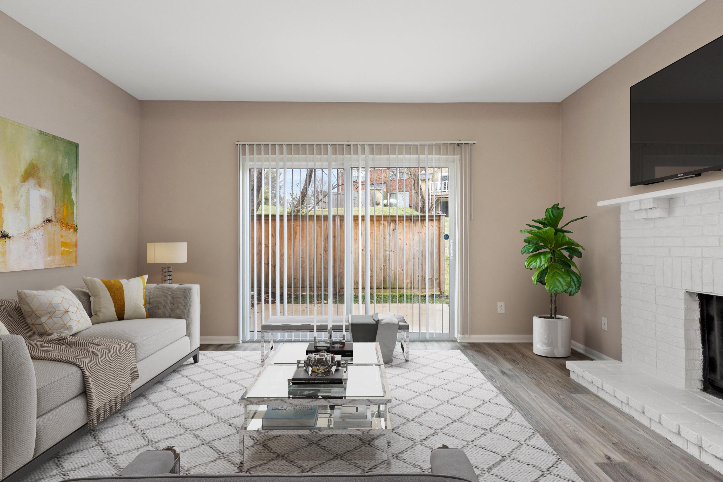 Townhome Living Room & Private Patio