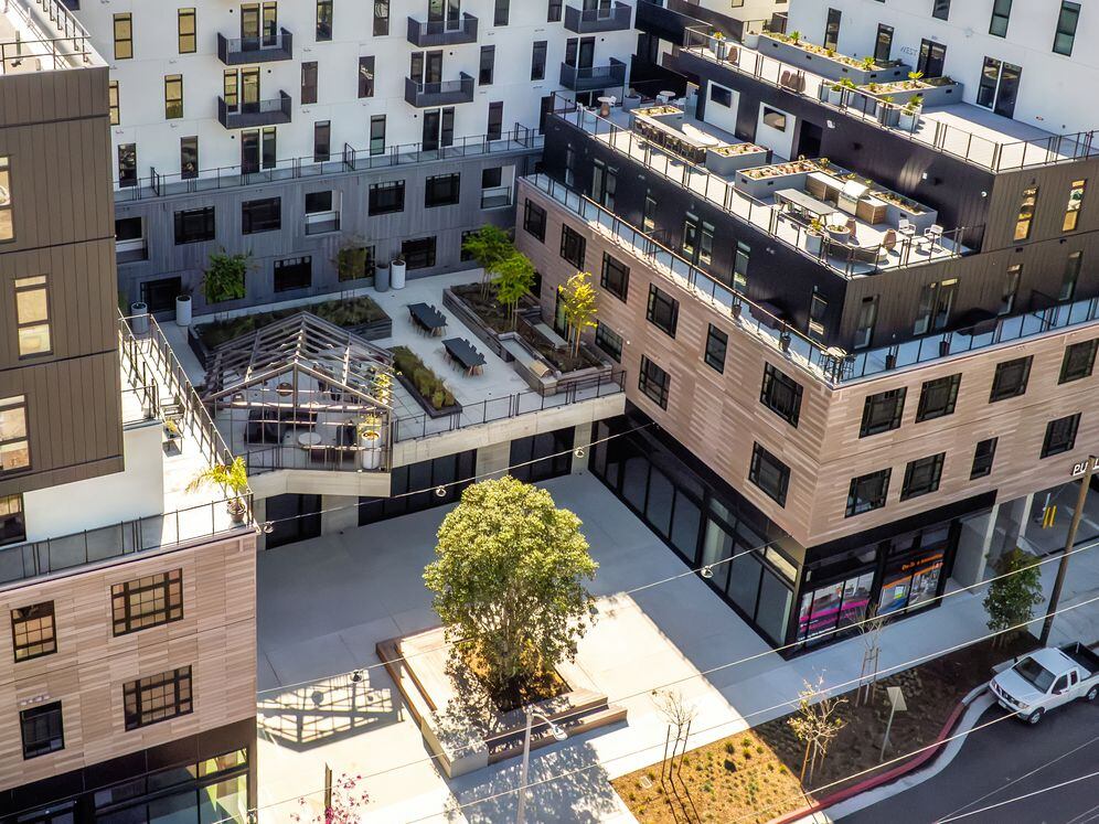 Aeriel view of rooftop terraces