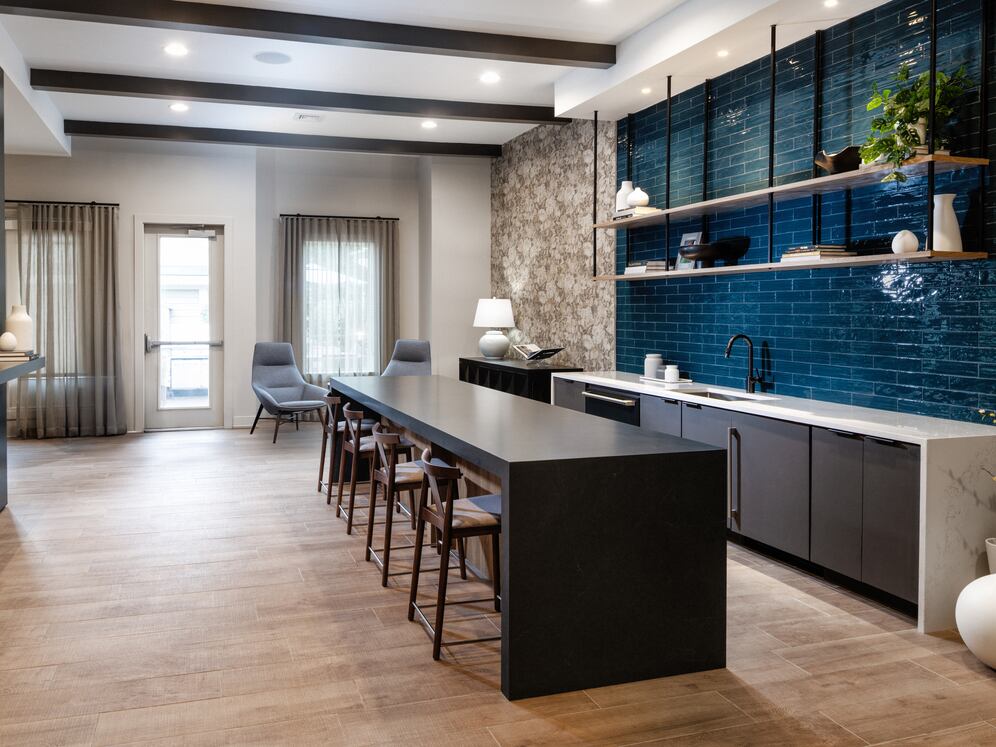 Resident lounge with entertaining kitchenette