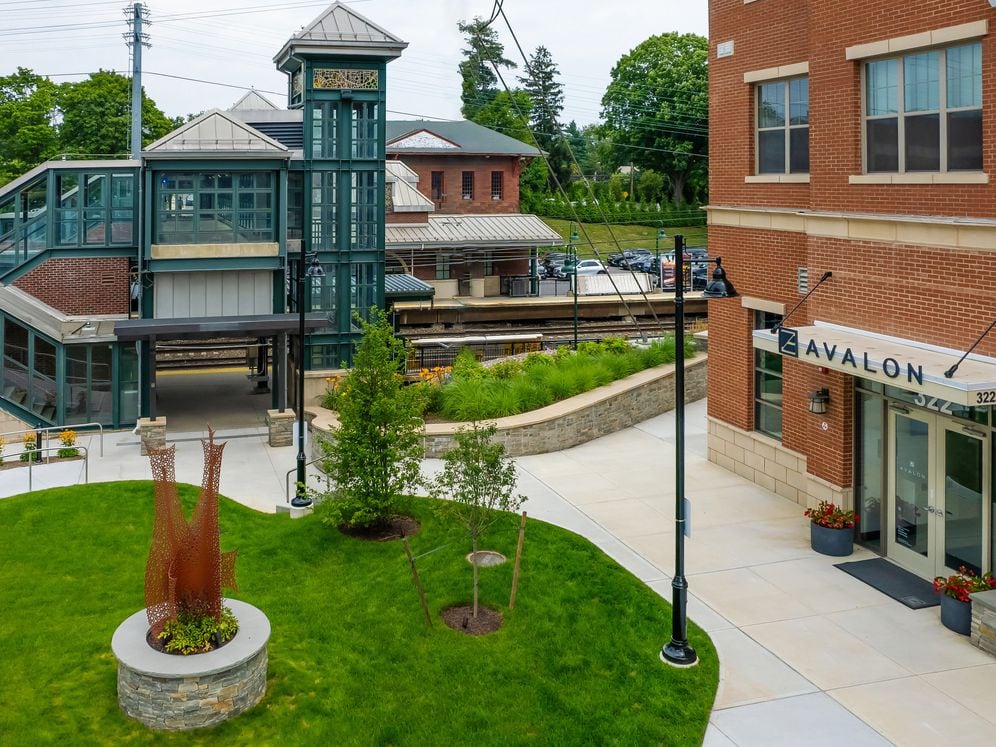 Community entrance and the Harrison Metro-North Station