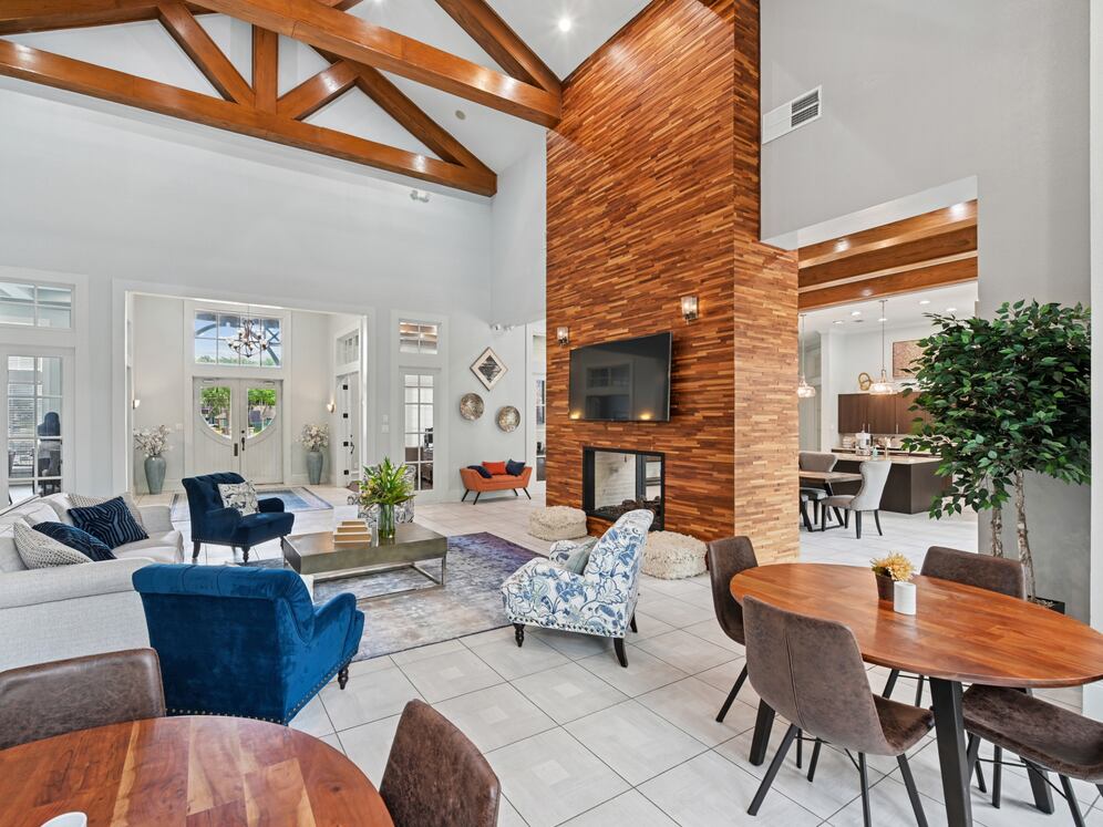 Resident lounge with multiple seating areas