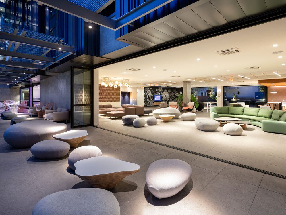 Indoor/outdoor chill space with seating