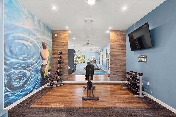 Enjoy our semi-private weight training space fully stocked with free weights and weight balls.