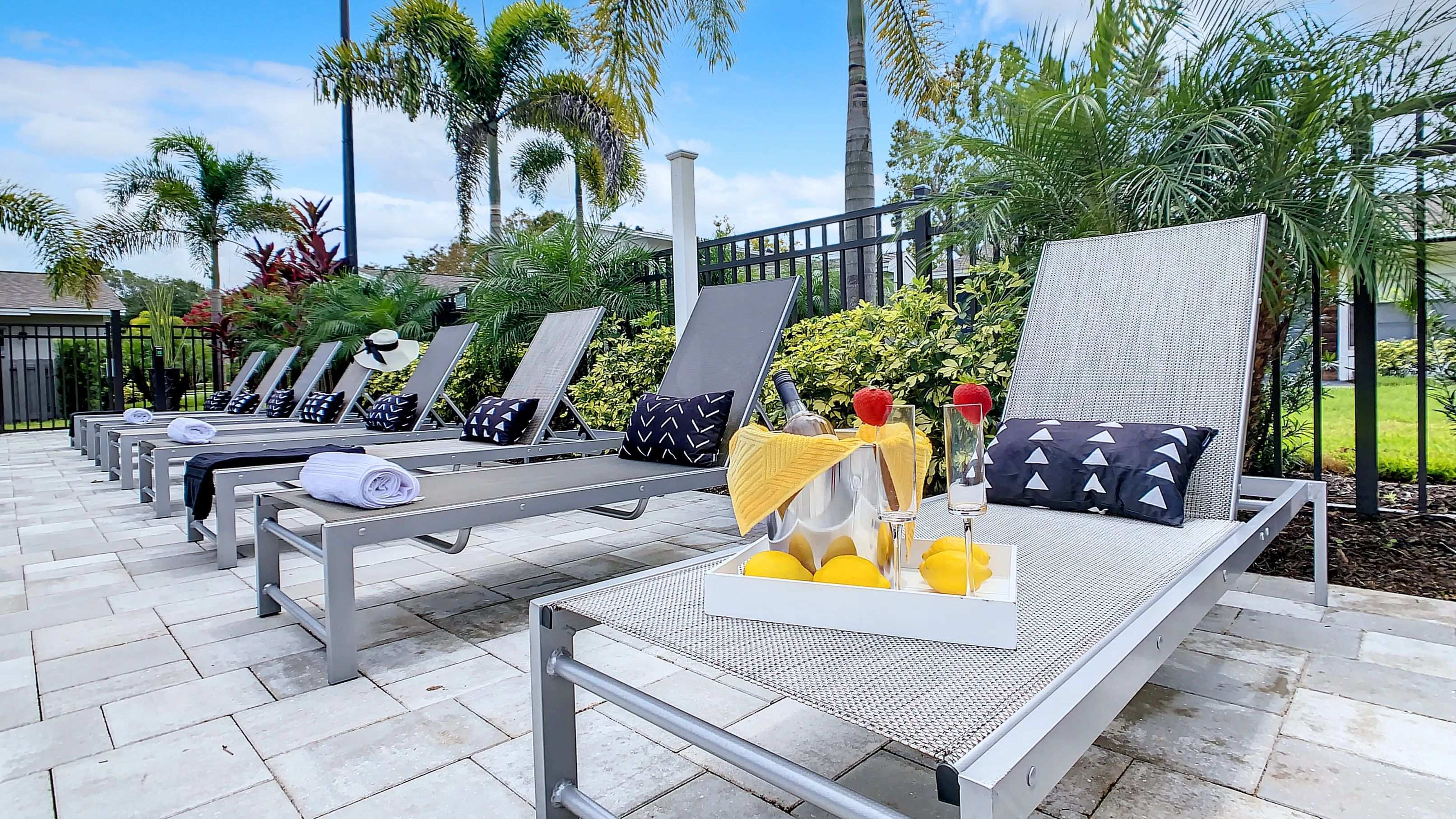 Bask in the sunshine on our comfy sun loungers, where you can soak up every moment of joy right outside your front door. 