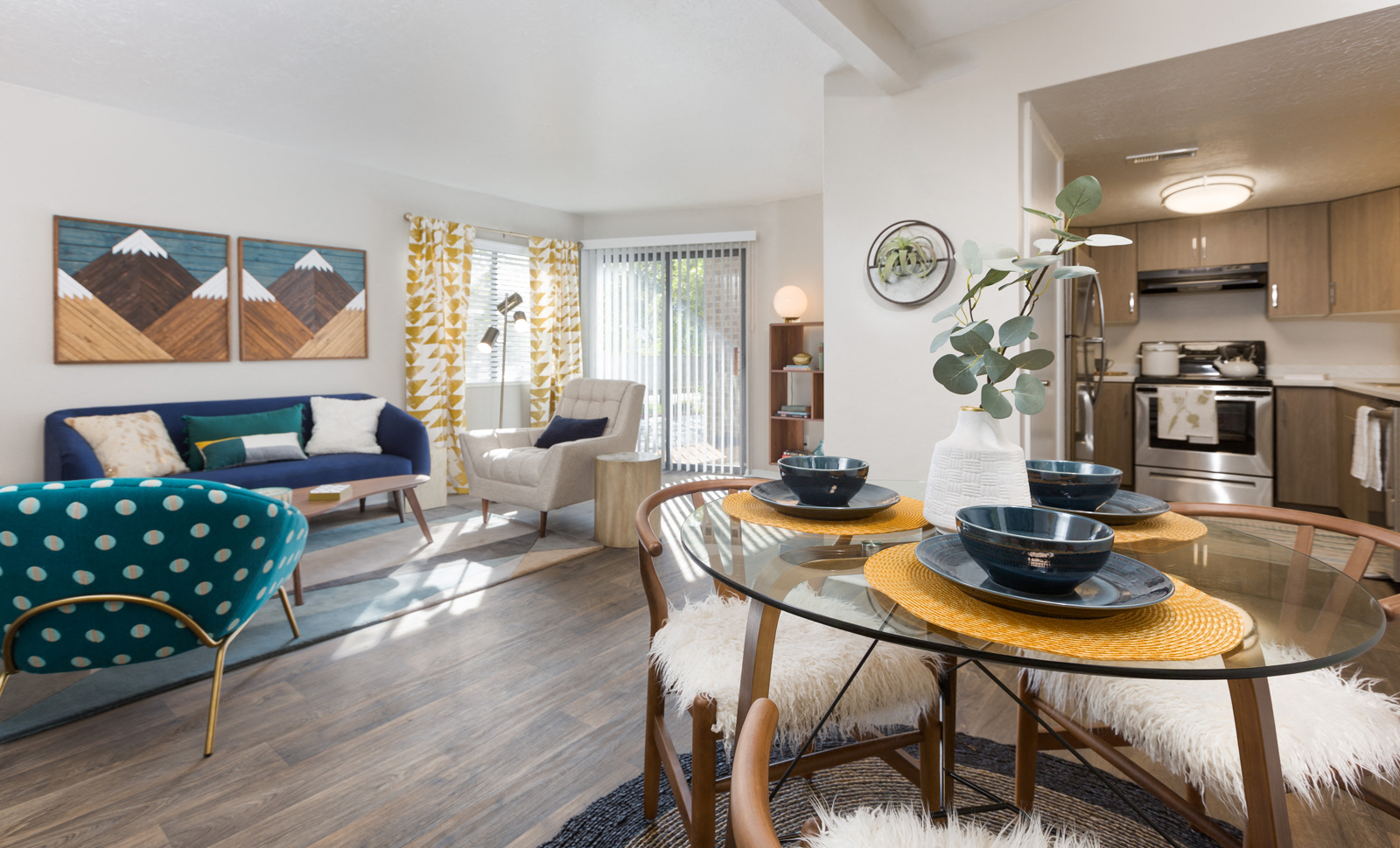 Clover Creek Apartments Model Dining Room and Living Room