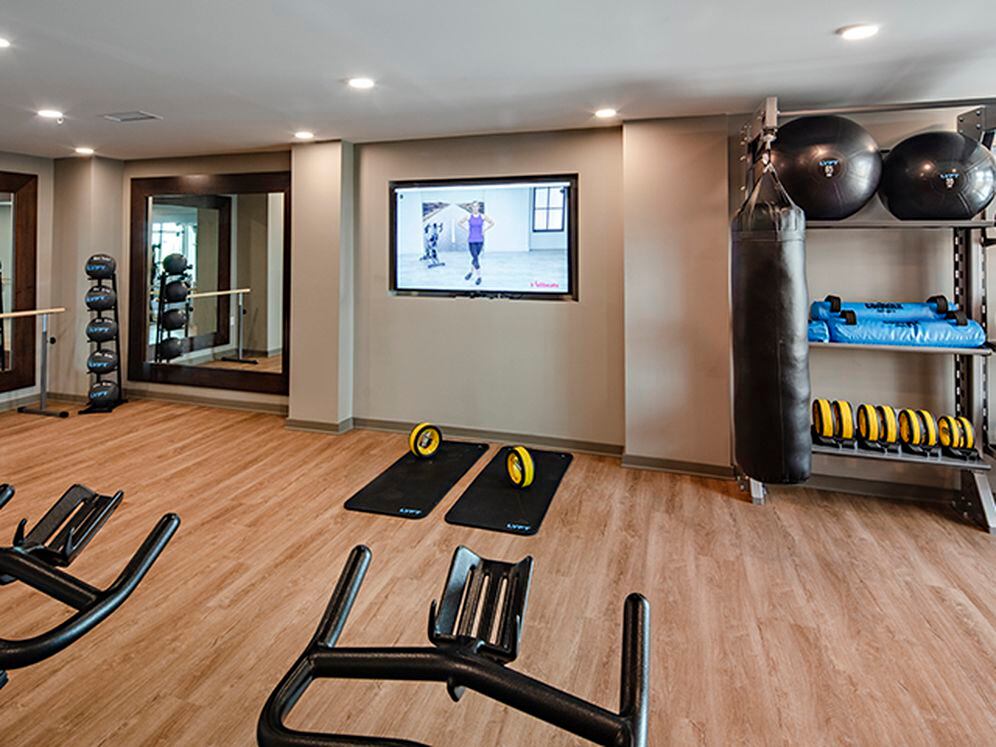 Fitness studio with spin bikes