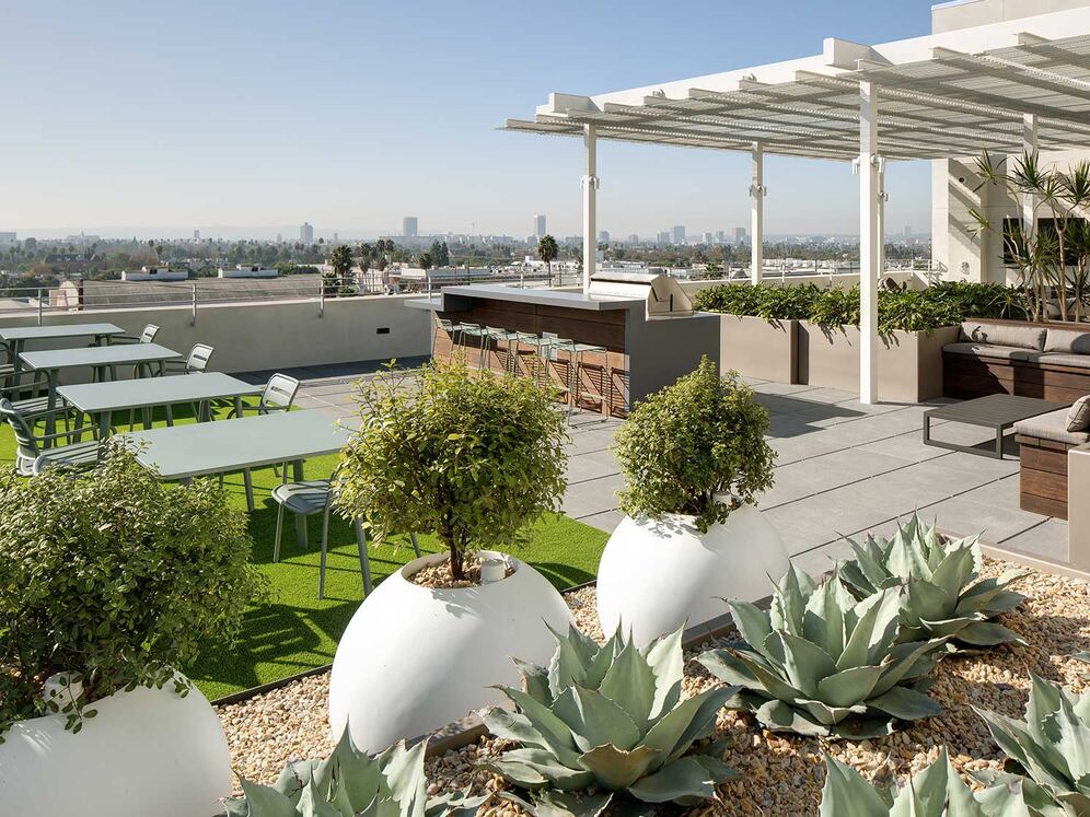 Roofdeck with barbeque grills and seating
