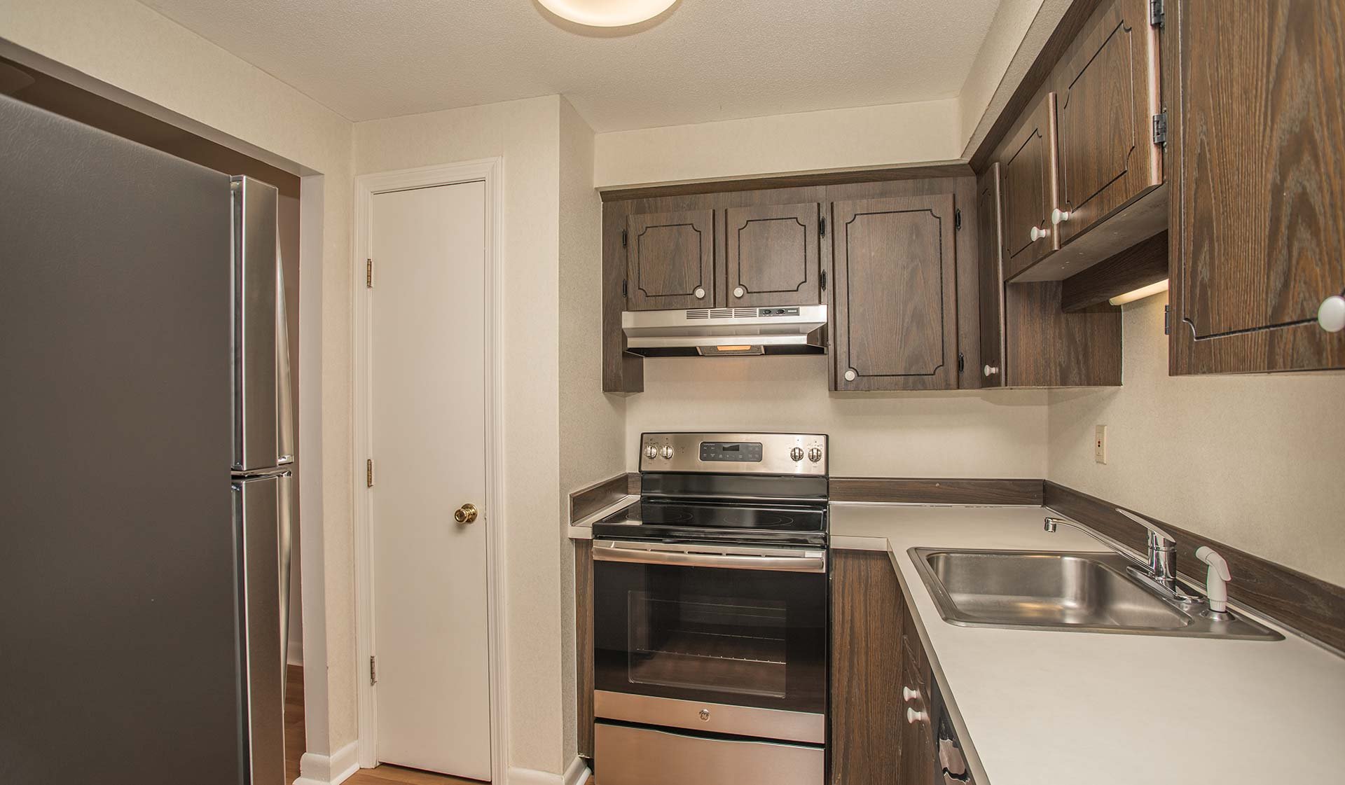 Kitchens feature stainless steel appliances
