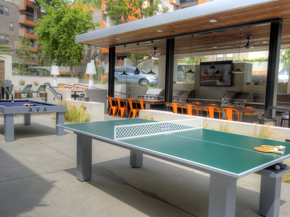 Courtyard with Outdoor Game Tables
