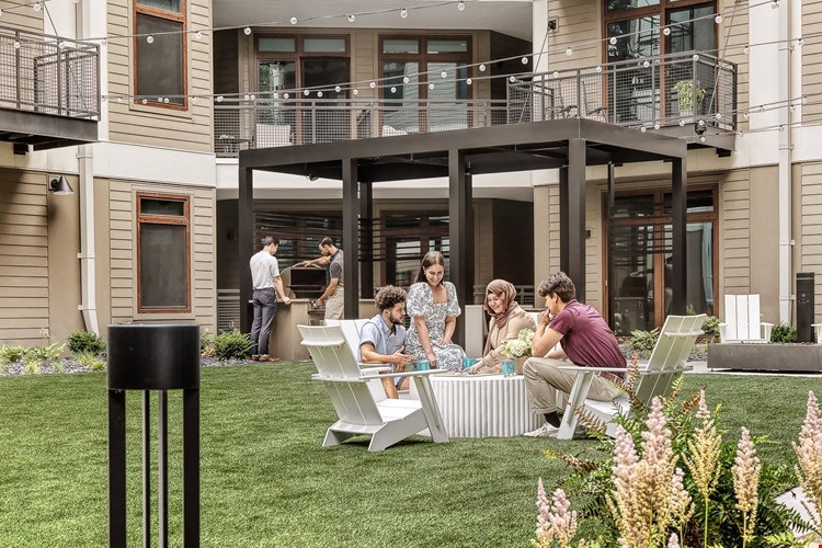 Courtyard with people