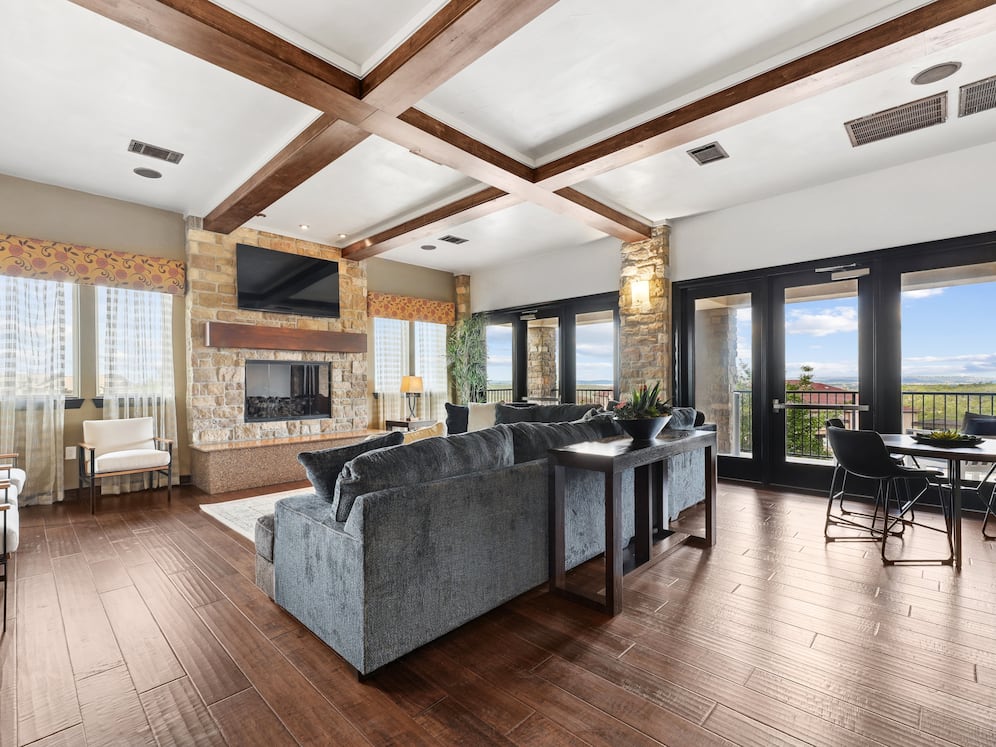 Resident lounge with fireplace