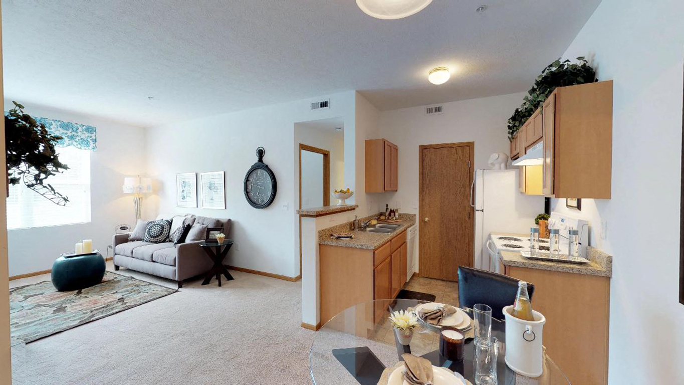 2 Bedroom 1 Bathroom Model Kitchen/Living Room