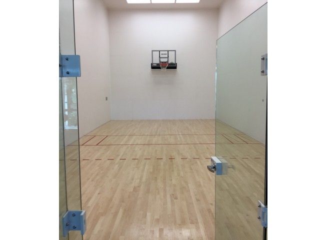 Sports court for racquetball, basketball and wallyball.