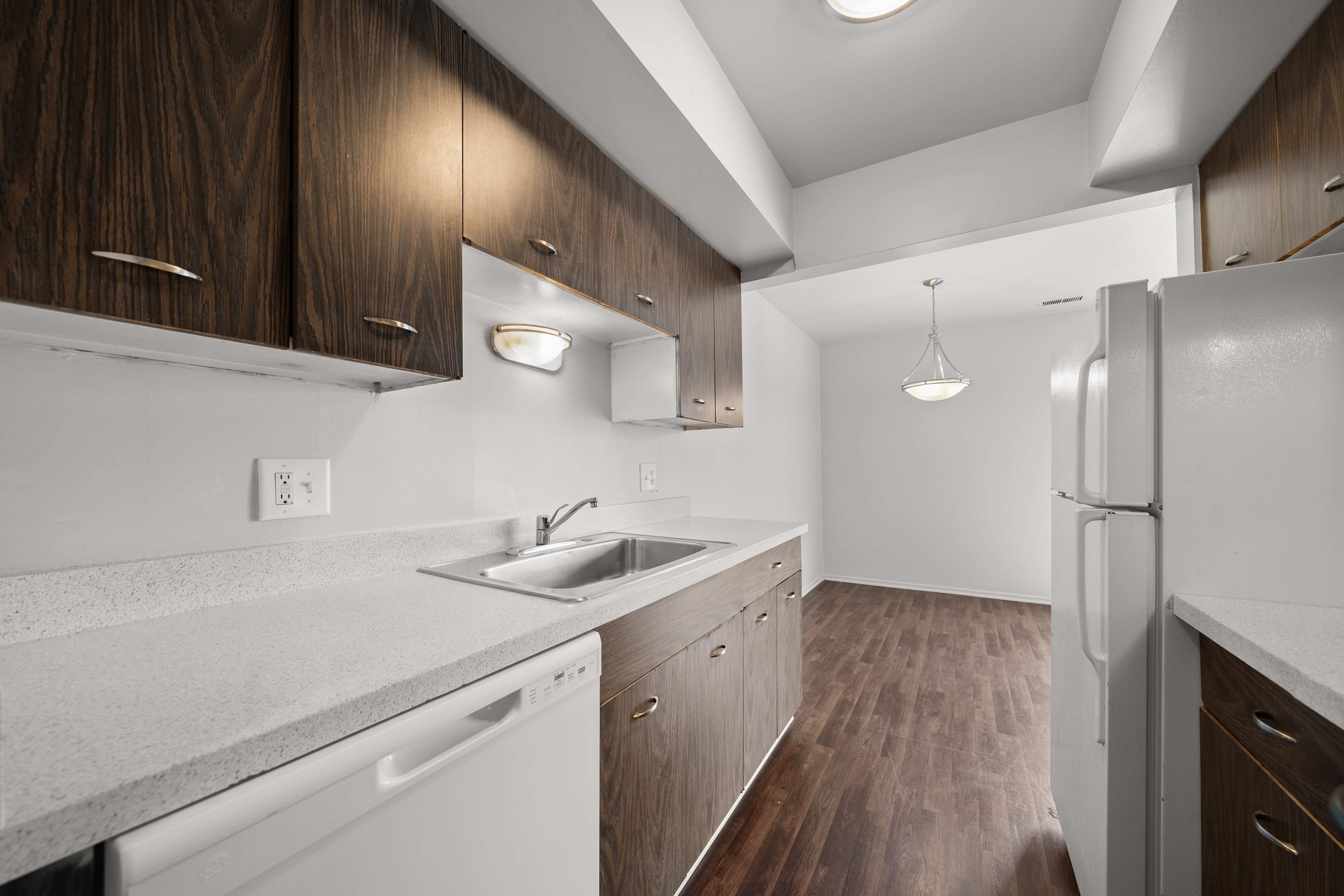 Modern and spacious kitchen at Knottingham Apartments in Clinton Township, MI.