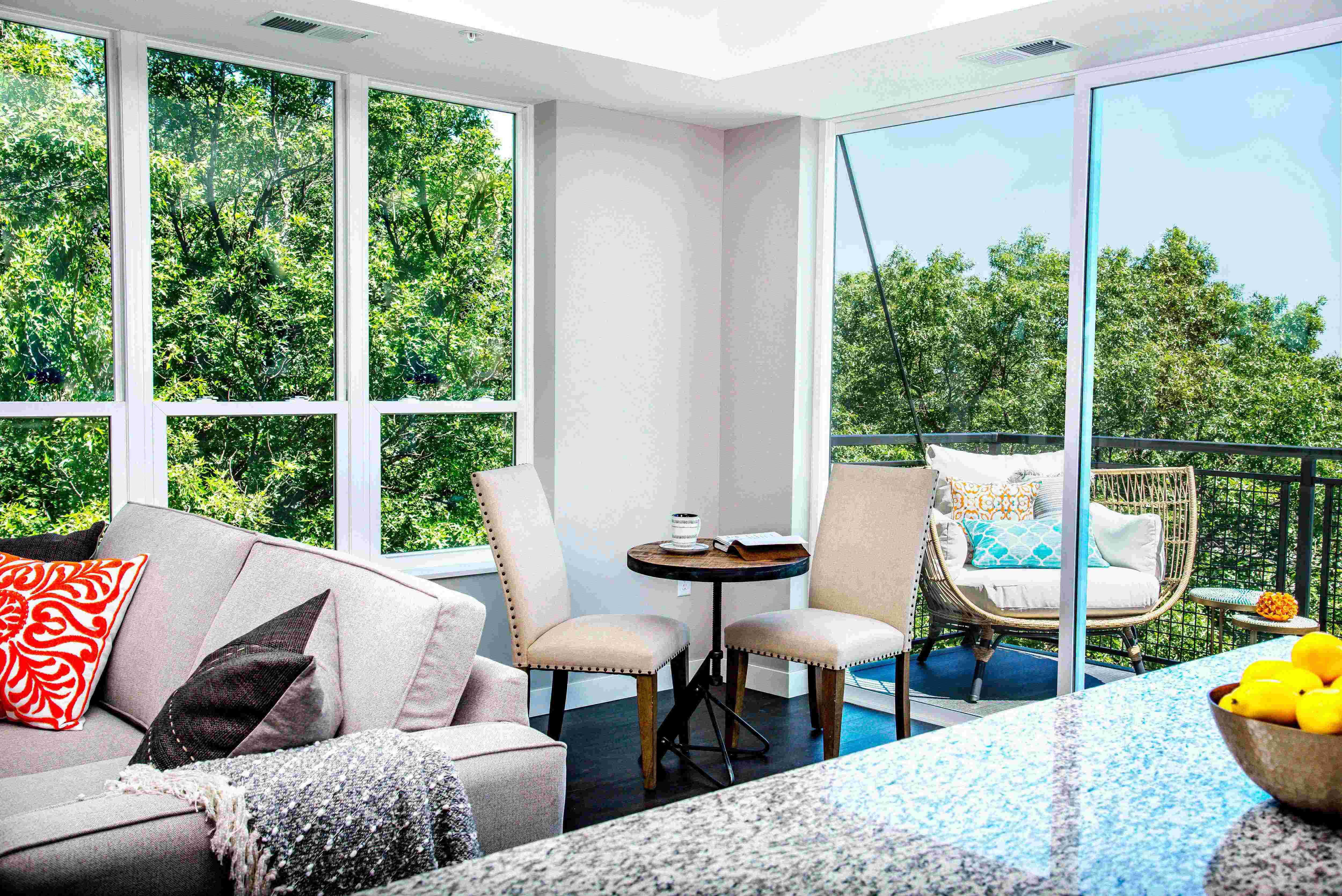 Two-Bedroom Apartment Living Room and Balcony