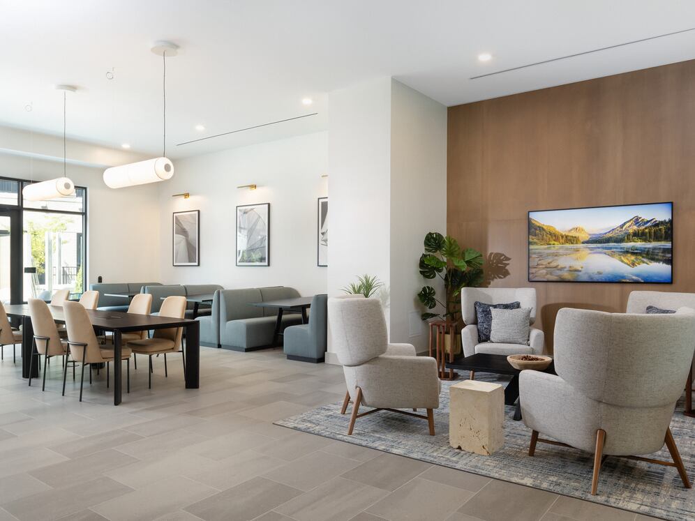 Resident lounge and coworking spaces