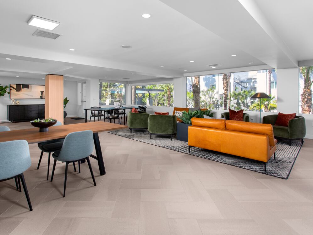 Resident lounge with coworking spaces