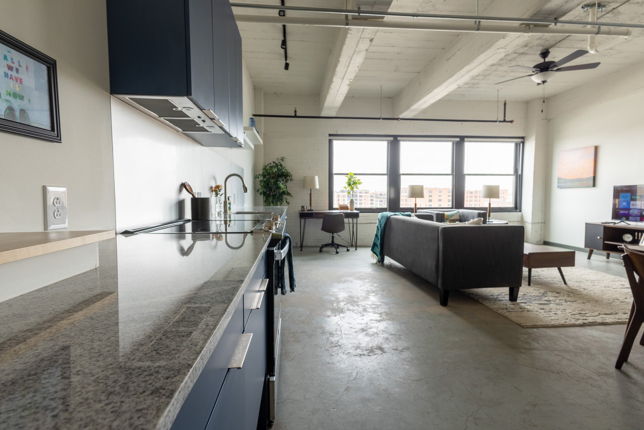 View from the kitchen into the living room