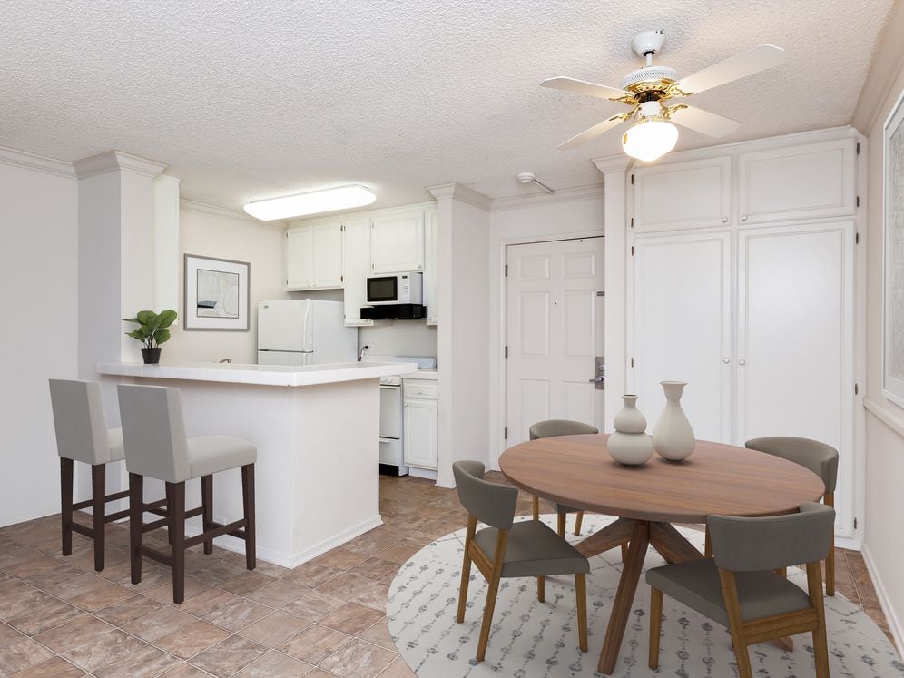 Classic Package I kitchen and dining area with vinyl flooring (select homes)