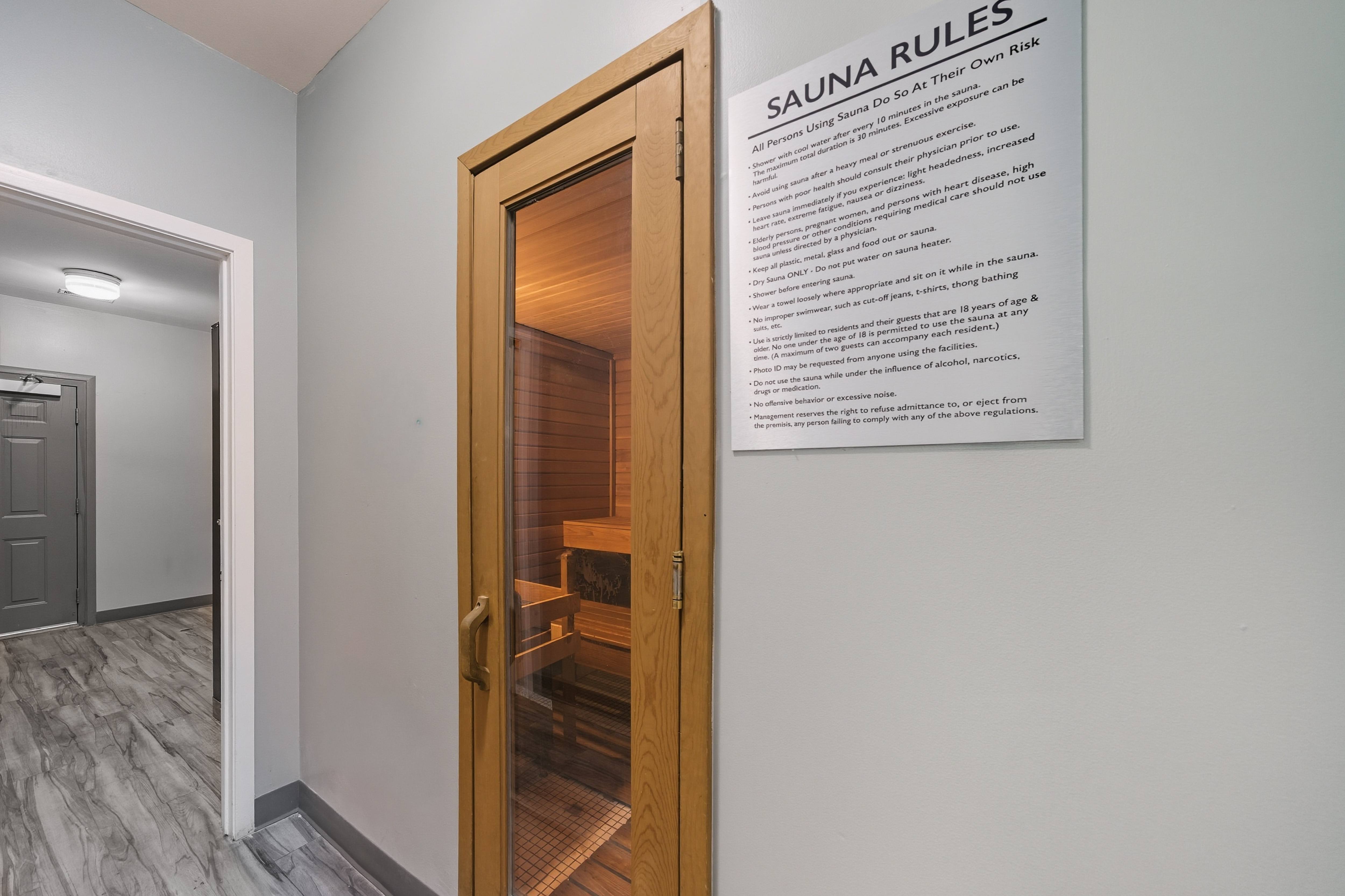 Beautiful dry sauna room at Franklin River Apartments
