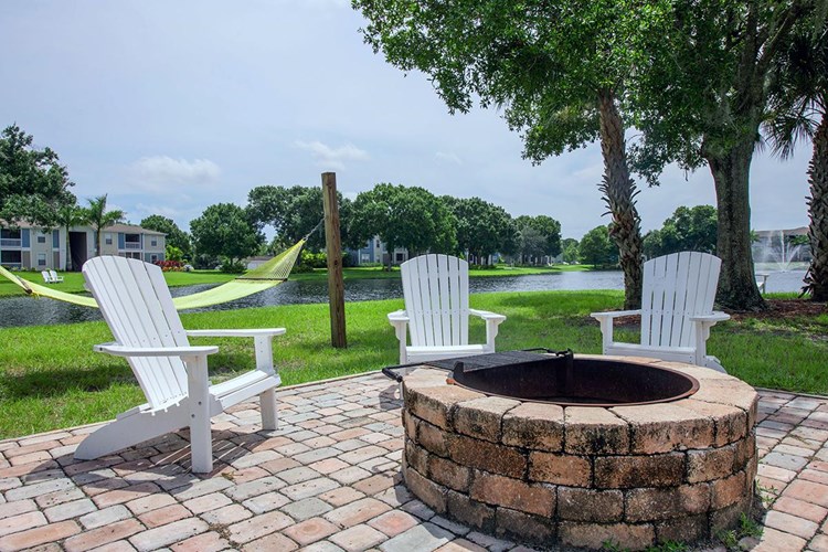 Warm up while enjoying beautiful lake views at our community island fire pit.