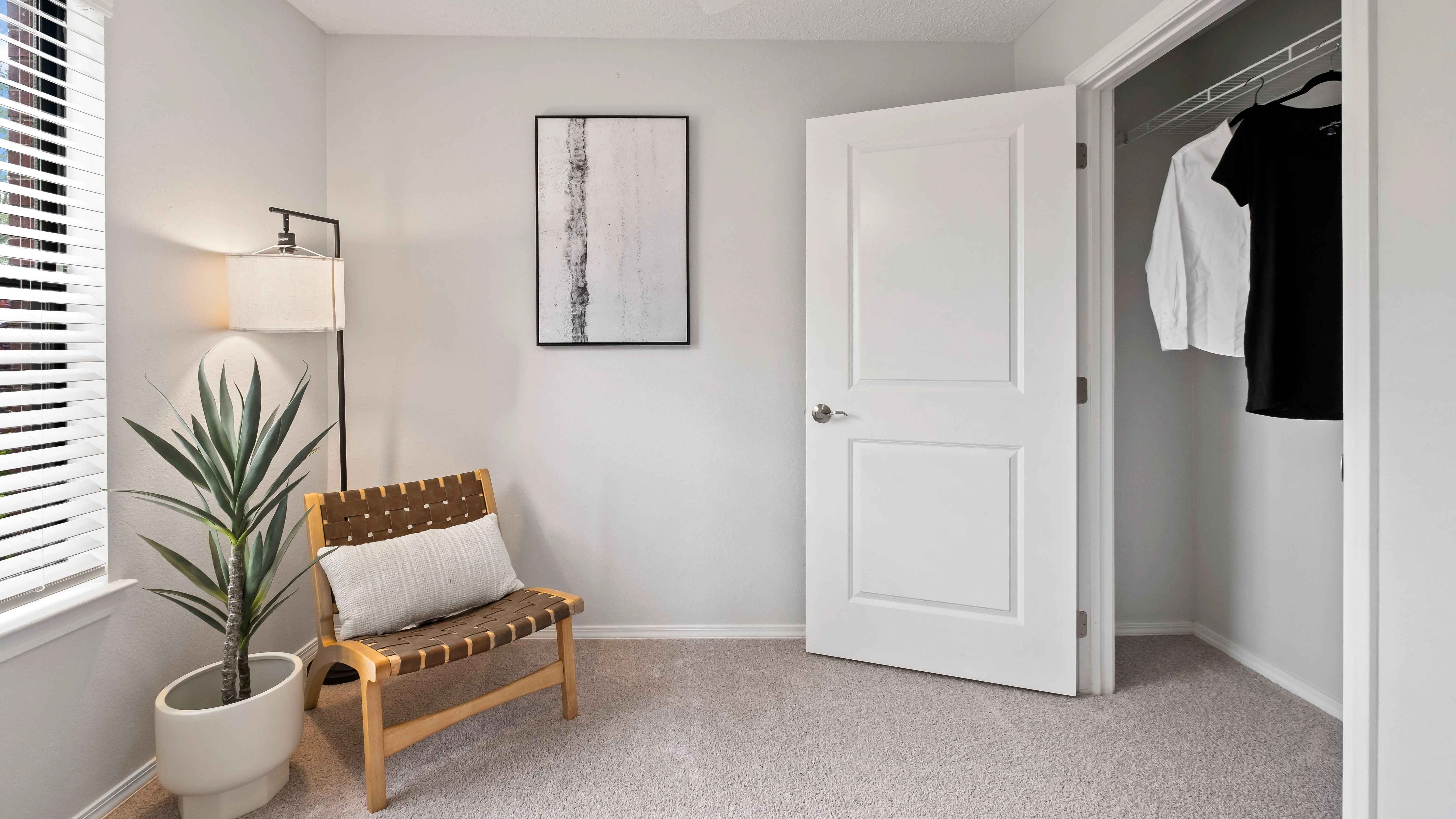 Indulge in comfort with luxuriously plush carpeting in your bedroom. It's your cozy retreat, every step of the way.