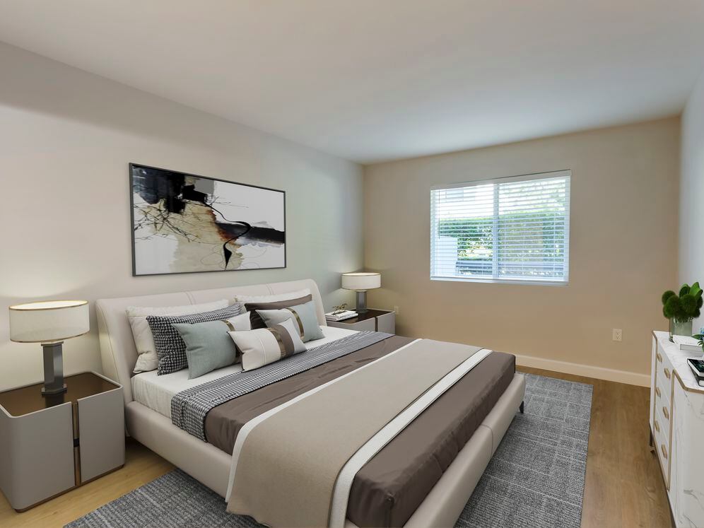 Bedroom with hard surface flooring