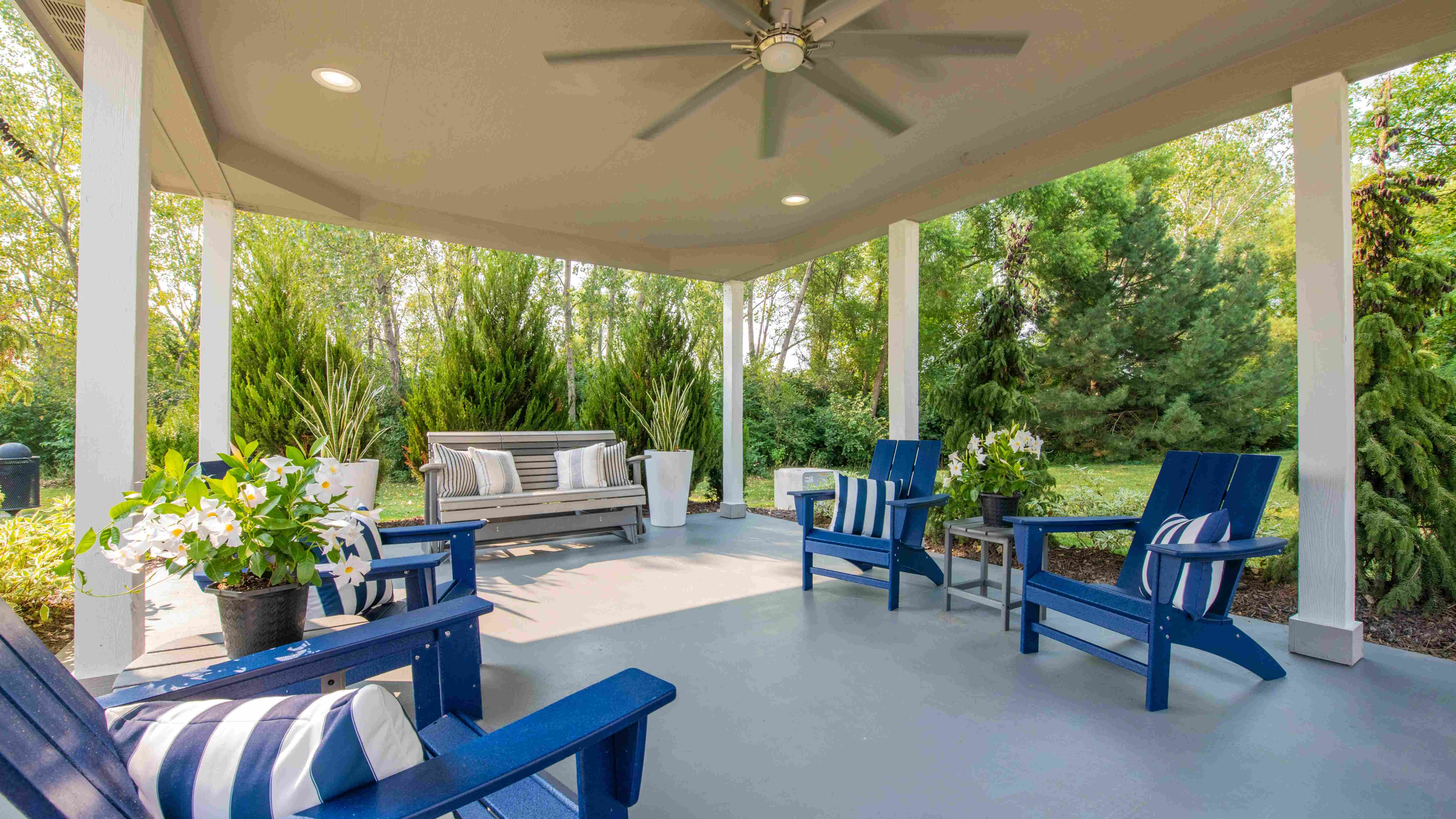 Find shade and relaxation in our covered, outdoor lounge pavilion, near our scenic lake, grilling area, and fire pit. 