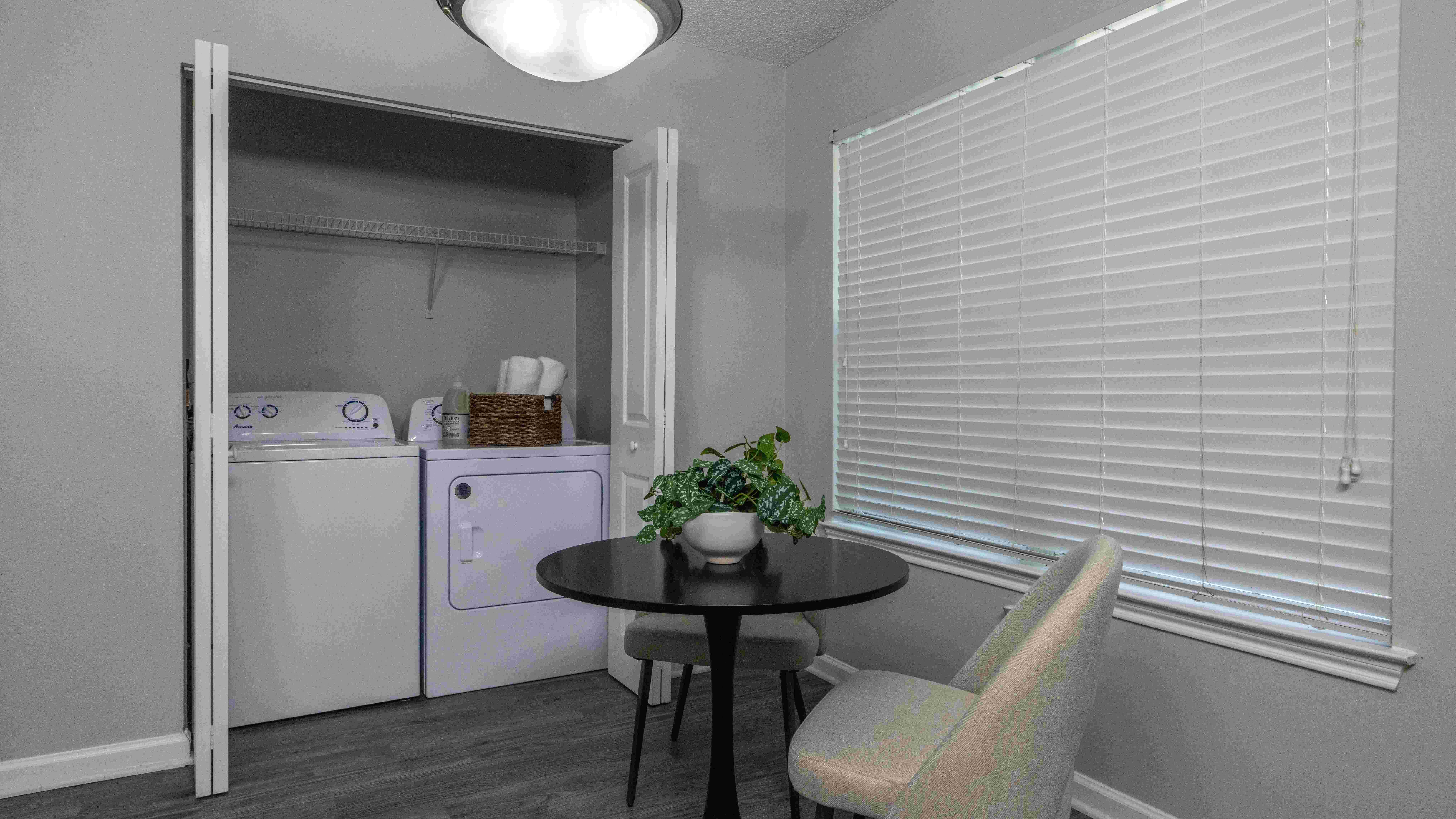 Enjoy life's conveniences with included washer-dryers in every home. Laundry day transforms into a breeze! 