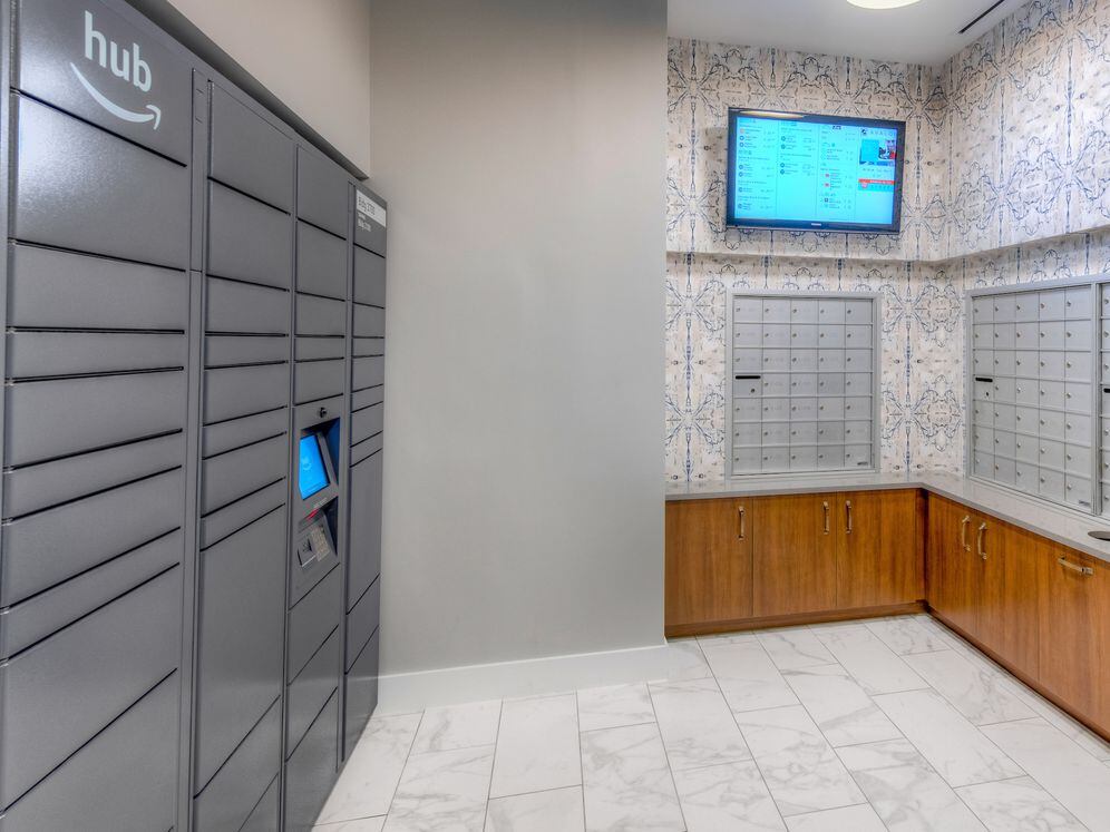 Package and mail room with Amazon HUB locker system