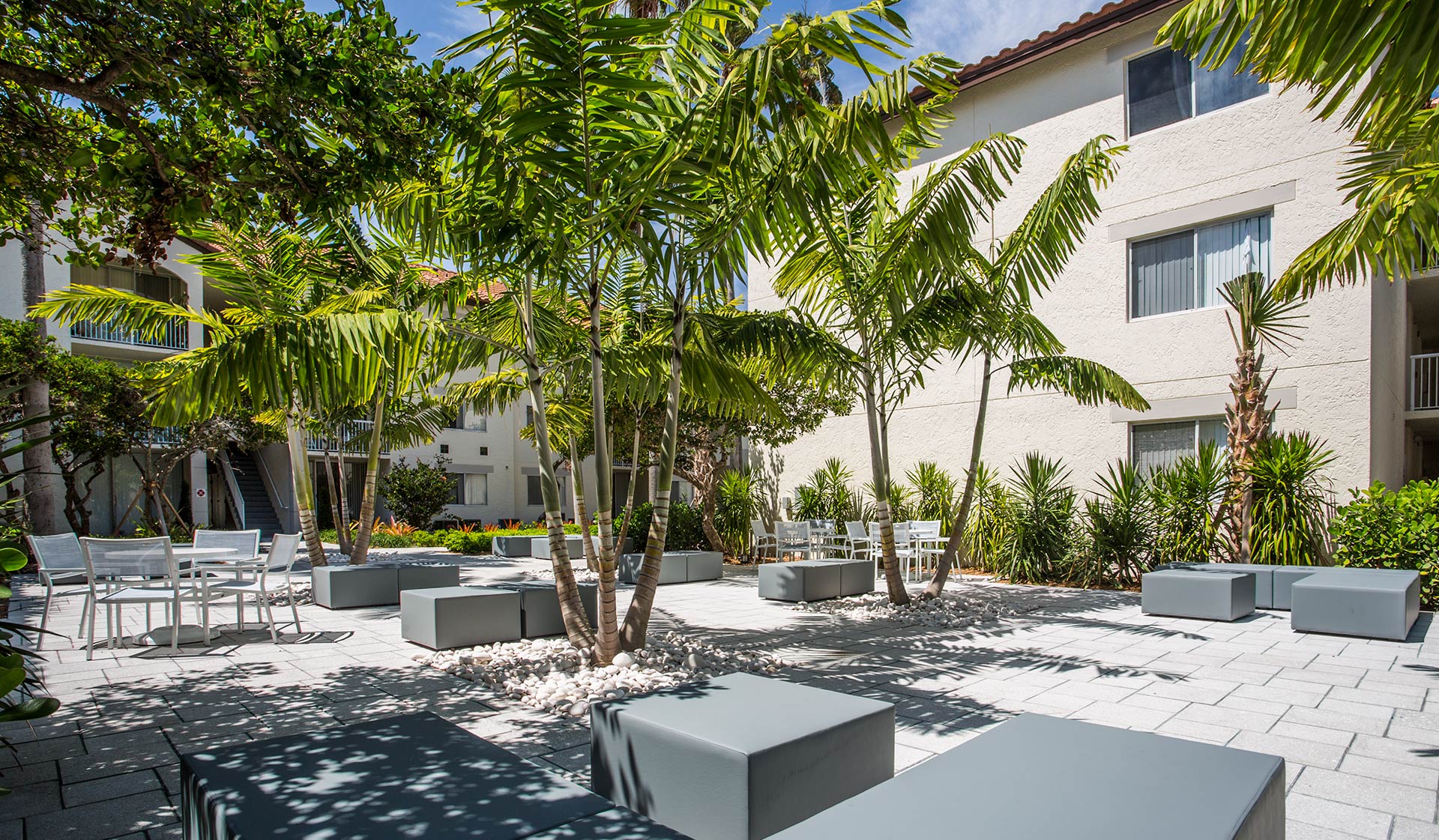 Beautiful courtyard with lush landscaping