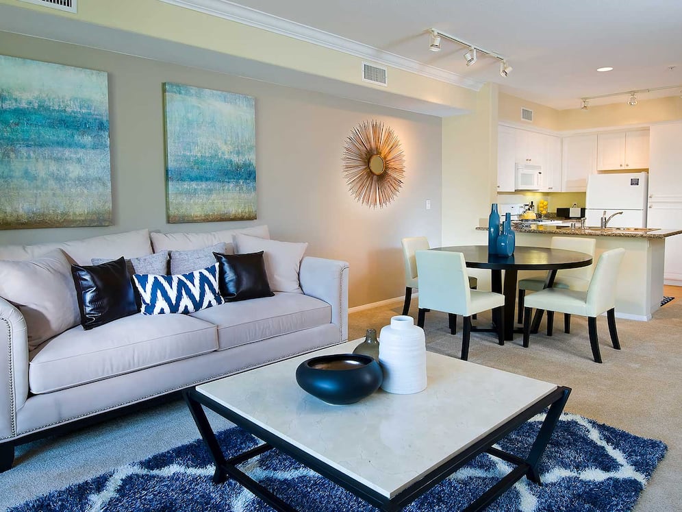 Classic Package I living and dining room with carpet