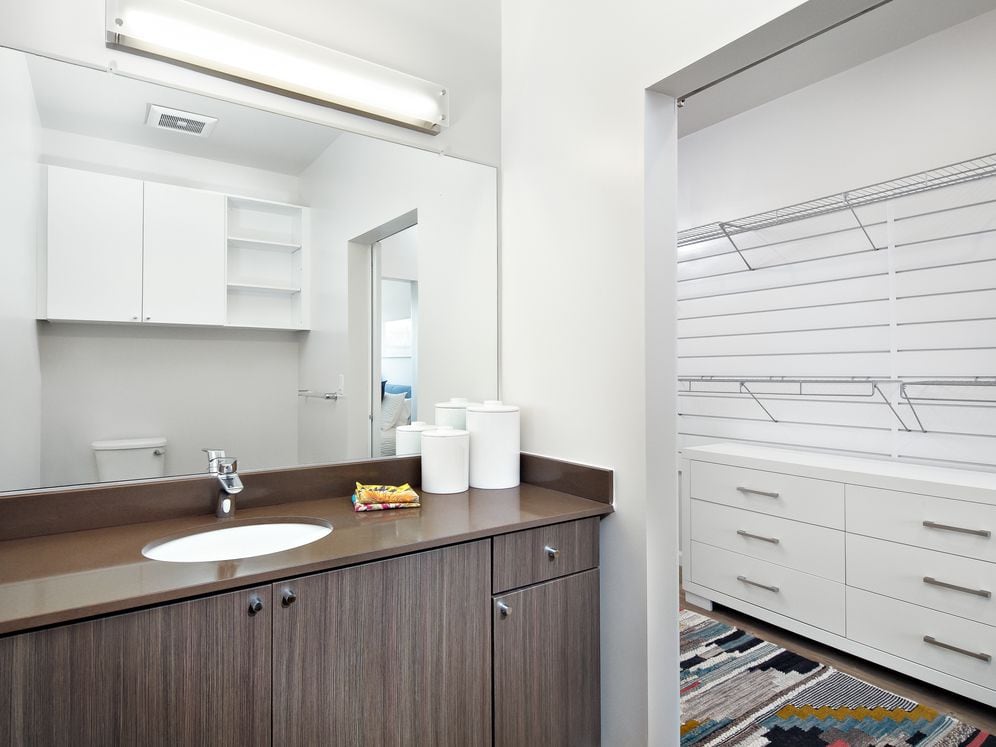 Bathroom and walk-in customizable closet