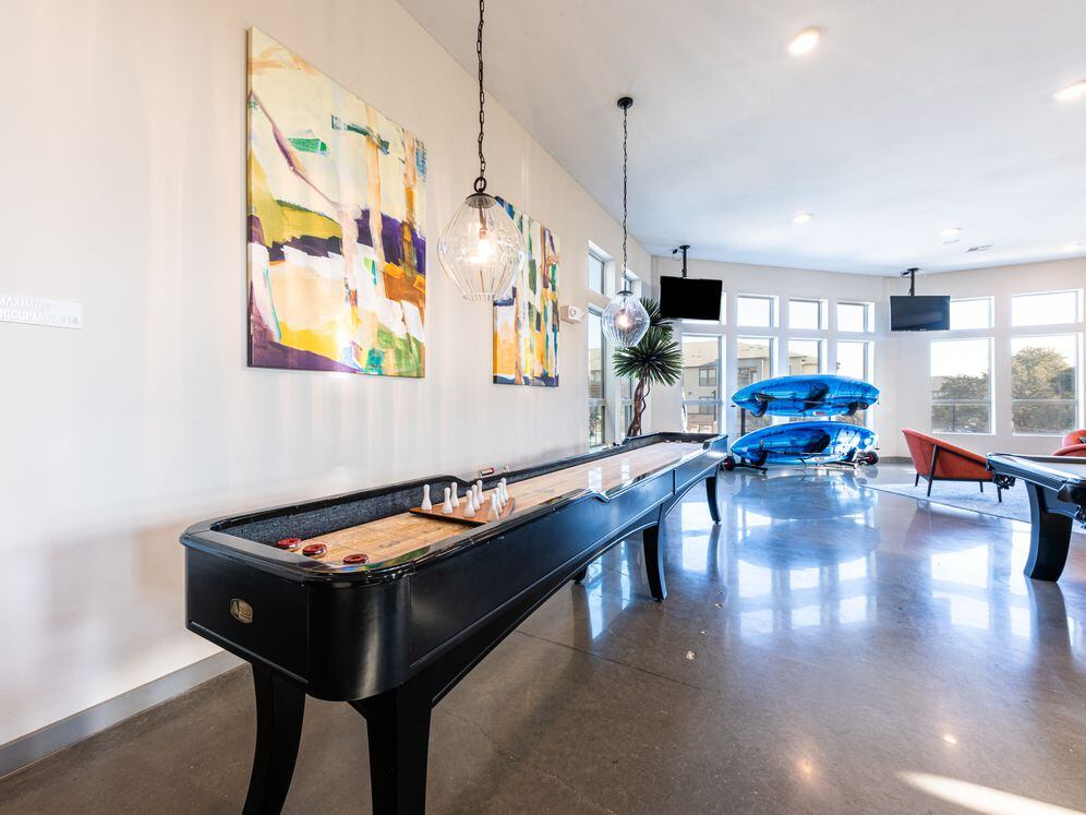 Resident lounge with shuffleboard