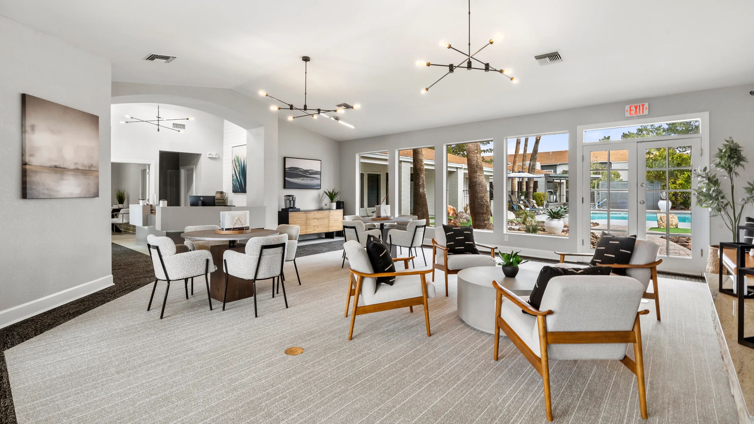 Step into a refined leasing center where the community's dedication to service and quality shines through every detail. 