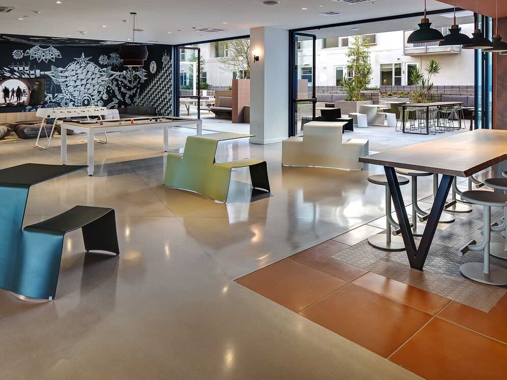 Chill lounge with gaming and lounge seating