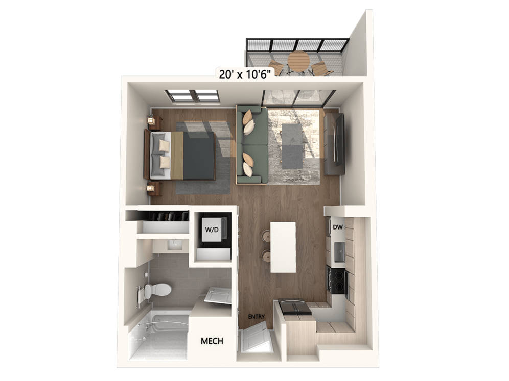 Upgrade Collection I | Studio, One-Bath (528 sq ft) S1