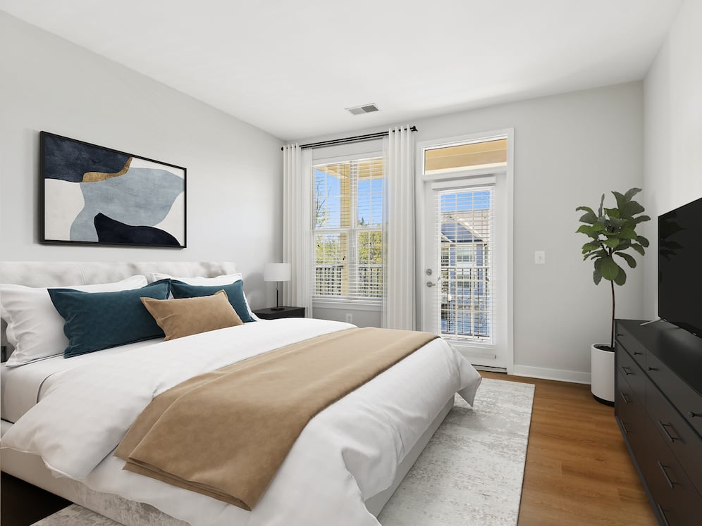 Renovated Package II bedroom with hard surface flooring