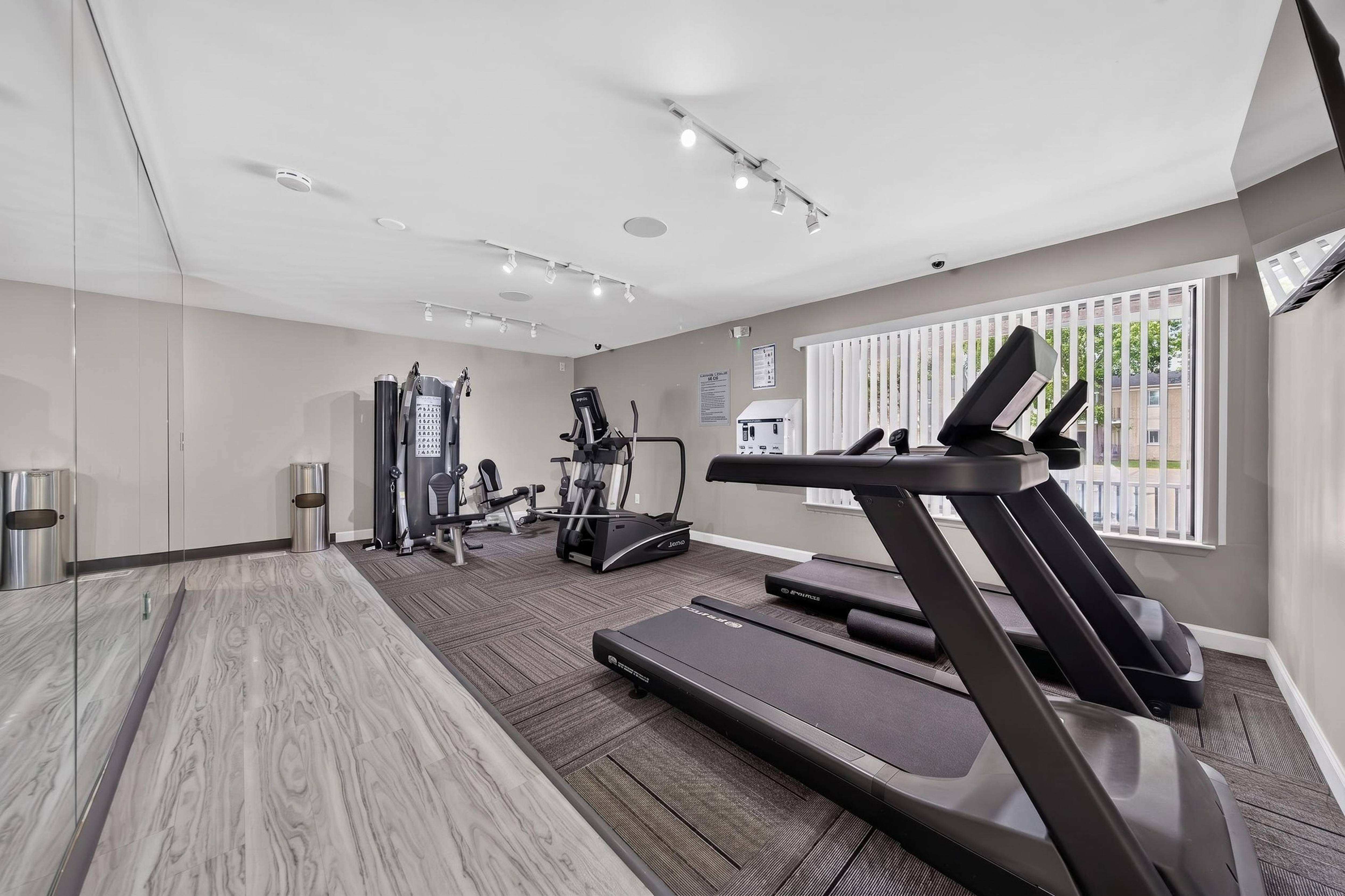 State-of-the-art 24/7 Fitness Center at Drawbridge Apartments in Harrison Township, MI.