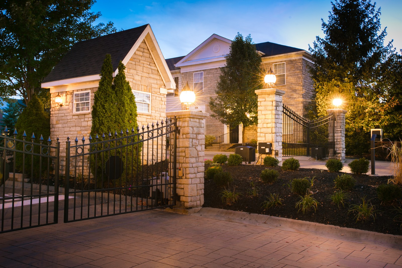 Gated community at The Residence at Barrington in Aurora, Ohio
