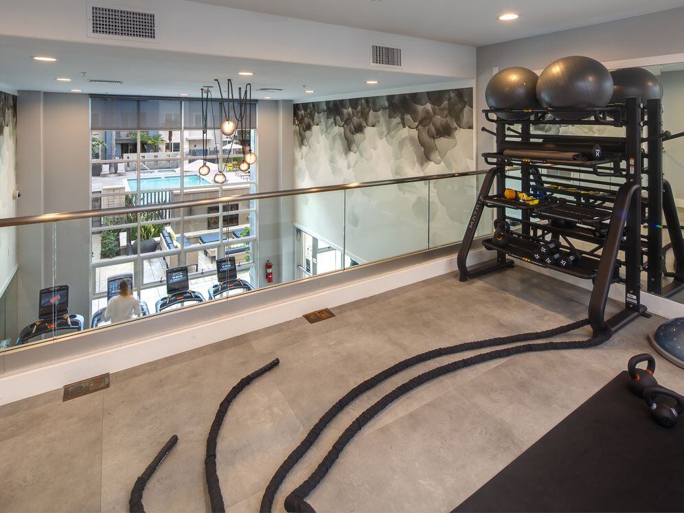 Fitness center with stretching area