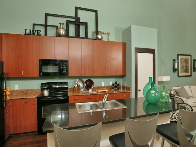 Black Appliance Package and Custom Cabinetry