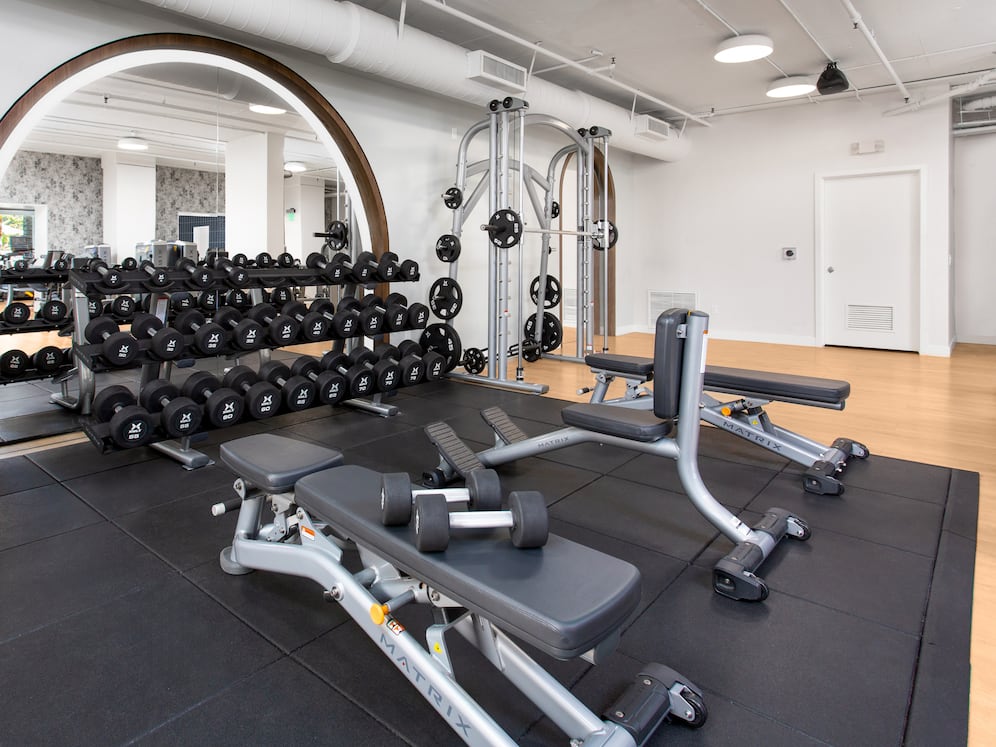 Fitness center with strength equipment