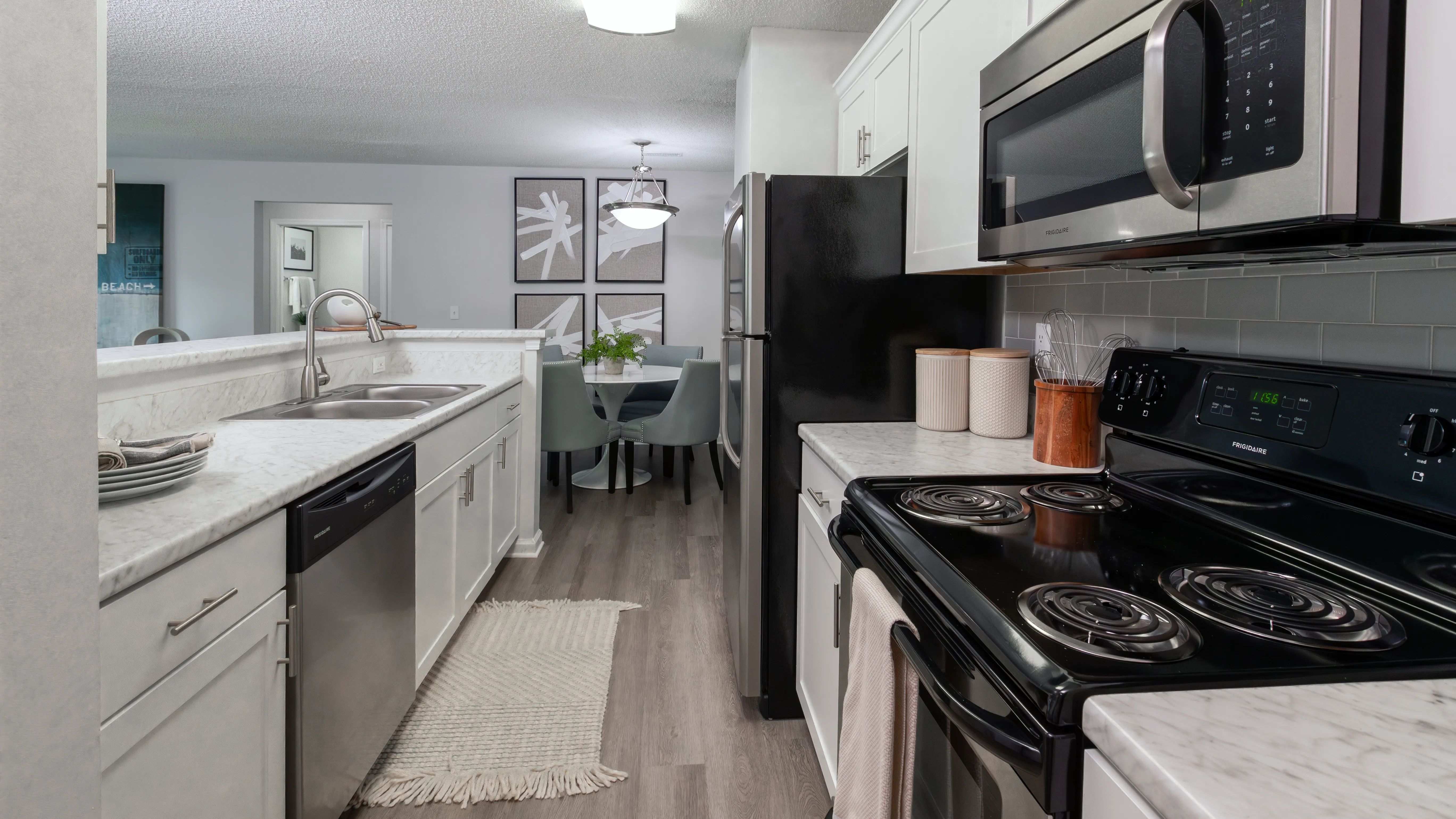 Discover the timeless charm of our upgraded kitchens, with sleek, modern design in every corner. 