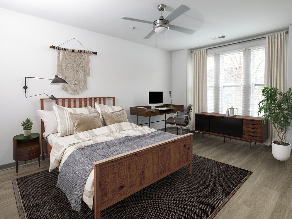 Bedroom with hard surface flooring