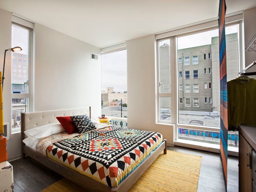 Bedroom with hard surface flooring